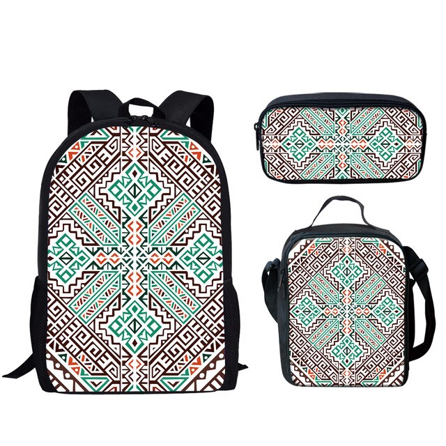 FORUDESIGNS Polynesian Traditional Tribal Print 3pcs Primary Kids School Bags Set Children School Backpack Satchel Shoulder Bags