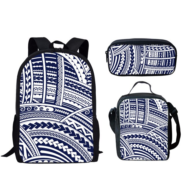 FORUDESIGNS Polynesian Traditional Tribal Print 3pcs Primary Kids School Bags Set Children School Backpack Satchel Shoulder Bags