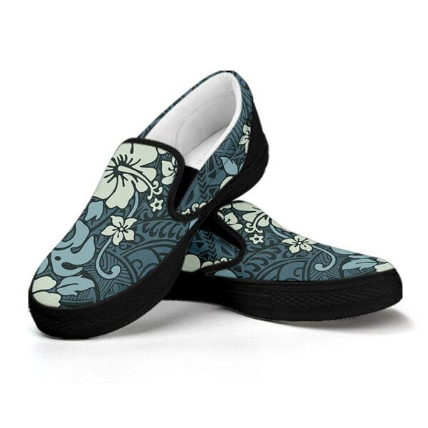 Green Floral Flower Polynesian Flat ladies shoes