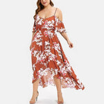 Women's Big Size Dress Casual Off-shoulder