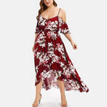 Women's Big Size Dress Casual Off-shoulder