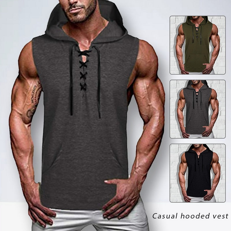 Men Fitness Hoodies Tank Tops Sleeveless