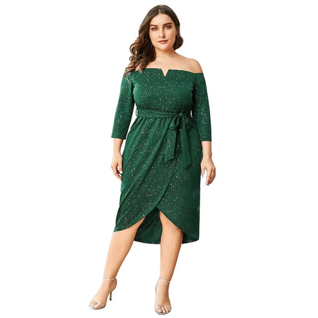 Plus Size Dress Women Sexy Off Shoulder