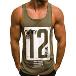 Mens Casual Slim Letter Printed Sleeveless Tank