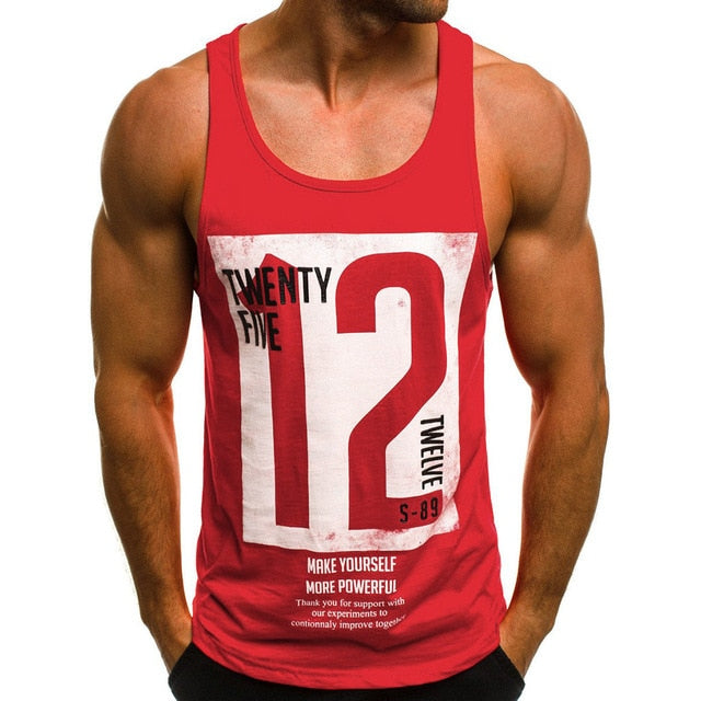 Mens Casual Slim Letter Printed Sleeveless Tank