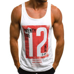 Mens Casual Slim Letter Printed Sleeveless Tank