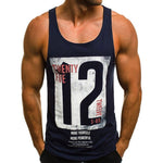 Mens Casual Slim Letter Printed Sleeveless Tank