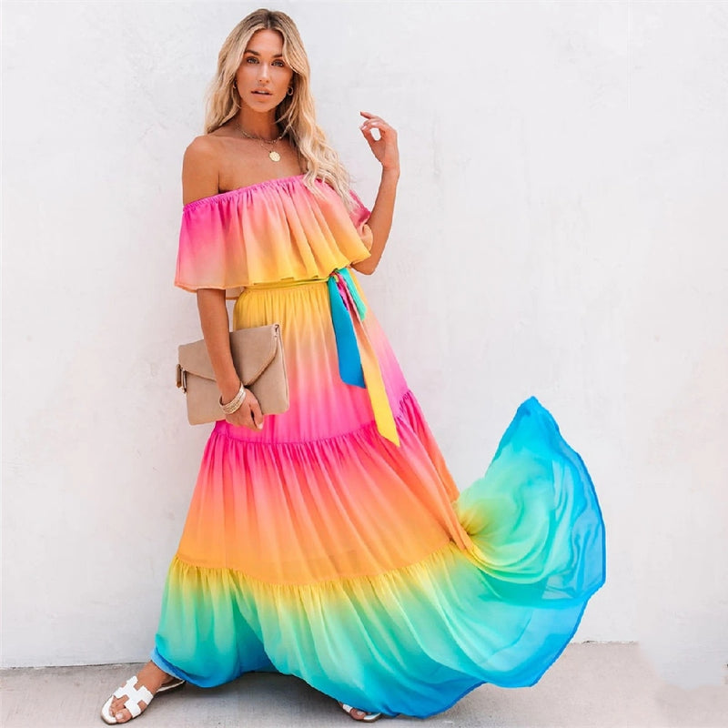 2020 Multicolor Bikini Cover-ups Off Shoulder