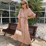 Polka dot elegant women dress Long sleeve vintage