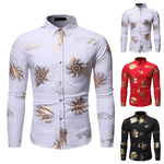 Men's Casual Printed Floral Long Sleeve