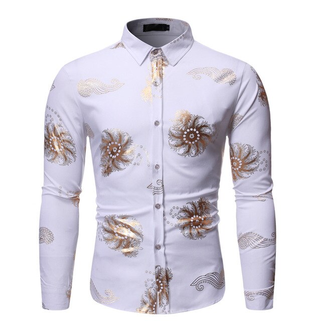 Men's Casual Printed Floral Long Sleeve