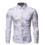 Mens Long Sleeve Shirt Hot Stamping Rose Shirt