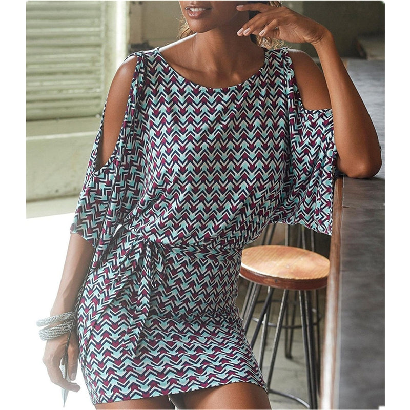 Wide Sleeve Vintage Print Dresses Women Summer