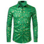 Green Christmas Shirt Men Casual Xmas Gift Printed