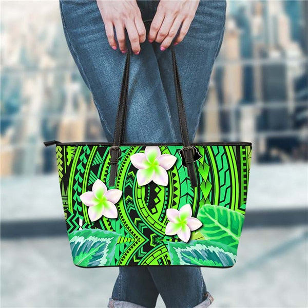 FORUDESIGNS Polynesian Traditional Tribal Flower Pattern Women Handbags Fashion Pu Leather Female Tote Shoulder Bags Woman Bolsa