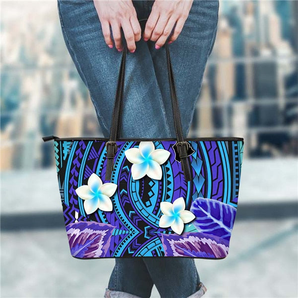 FORUDESIGNS Polynesian Traditional Tribal Flower Pattern Women Handbags Fashion Pu Leather Female Tote Shoulder Bags Woman Bolsa