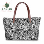 LALIN  2Pcs/set Women Handbags Travel Wallet American Samoa Polynesian Style Shoulder Bags Ladies Large Tote Bags Female Bolsa