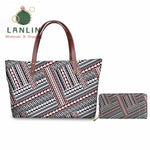 LALIN  2Pcs/set Women Handbags Travel Wallet American Samoa Polynesian Style Shoulder Bags Ladies Large Tote Bags Female Bolsa