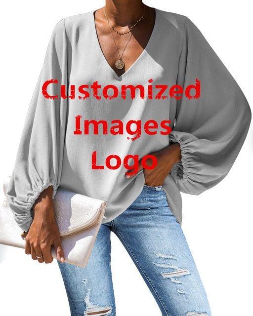 FORUDESIGNS Large Size Blouse Polynesian Traditional Tribal Blouse Casual Loose Long Sleeve Shirt Tops V-neck Women Clothing