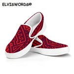 ELVISWORDS Women Flats Shoes Red Tribal Polynesian Pattern Slip on Lofers for Girls Spring/Summer Casual Comfort Lady Sneakers