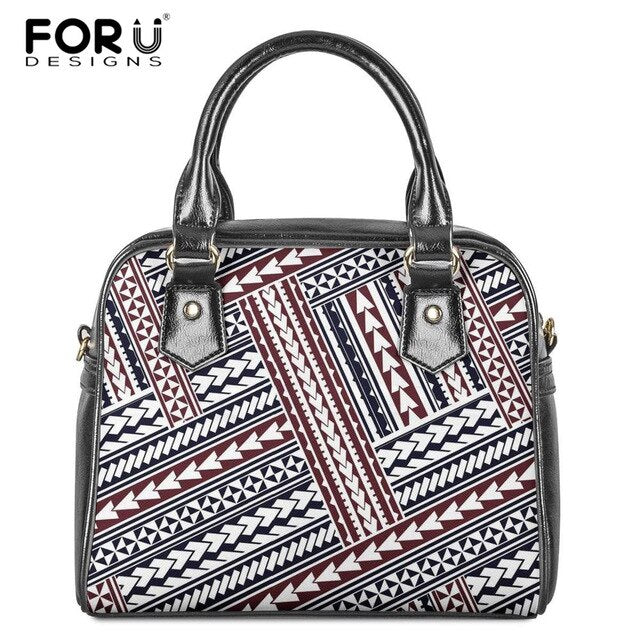 FORUDESIGNS PU Leather Messenger Hand Bags Women Polynesian Traditional Trible Print Casual Shoulder Ladies Beach Bags Mujer