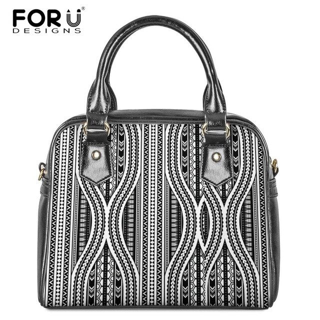 FORUDESIGNS PU Leather Messenger Hand Bags Women Polynesian Traditional Trible Print Casual Shoulder Ladies Beach Bags Mujer