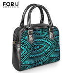 FORUDESIGNS PU Leather Messenger Hand Bags Women Polynesian Traditional Trible Print Casual Shoulder Ladies Beach Bags Mujer