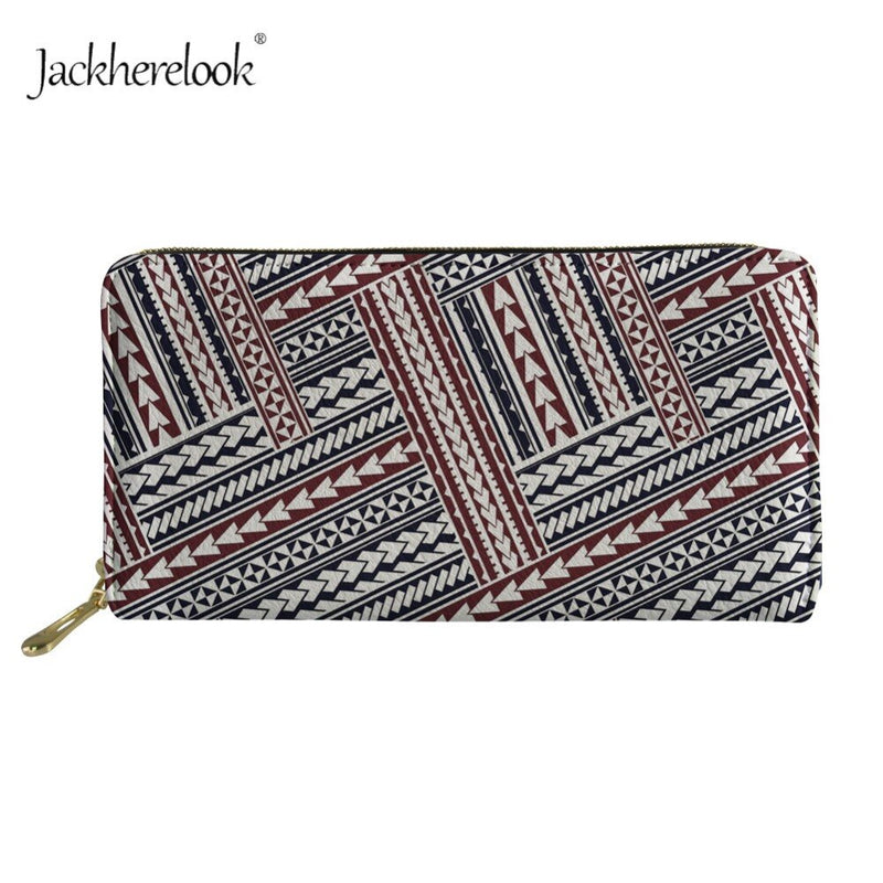 Women Long PU Leather Wallets Polynesian style