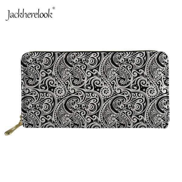 Women Long PU Leather Wallets Polynesian style