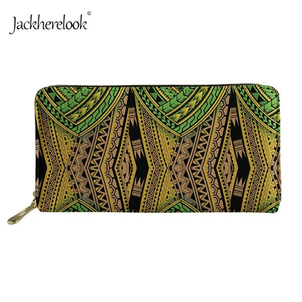 Women Long PU Leather Wallets Polynesian style