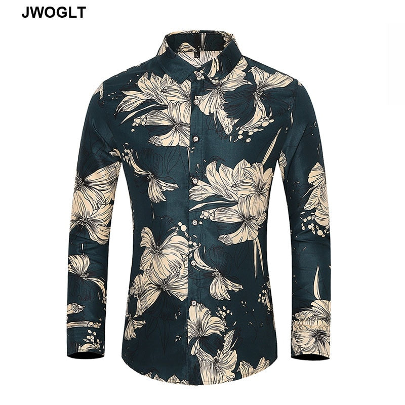 45KG-120KG Autumn New Men Flowers Shirt