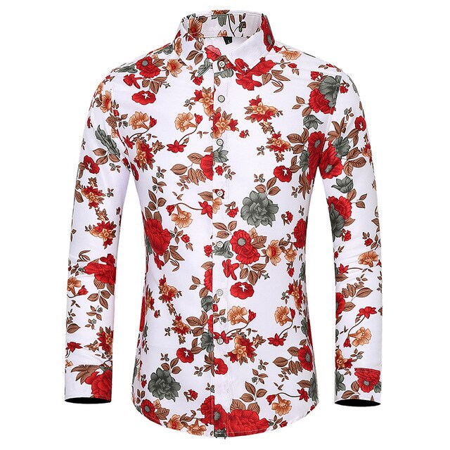 45KG-120KG Autumn New Men Flowers Shirt