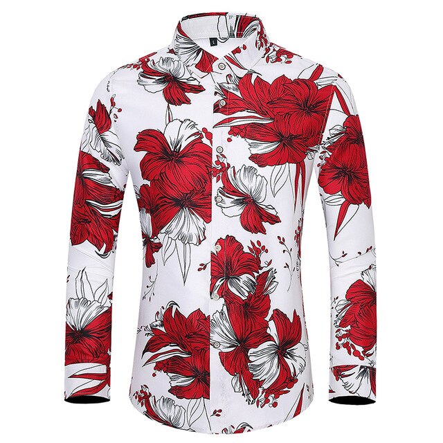 45KG-120KG Autumn New Men Flowers Shirt