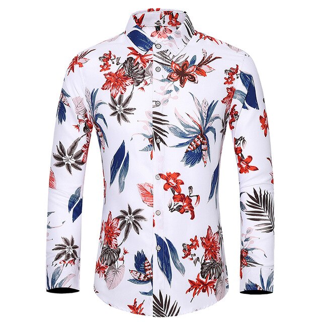 45KG-120KG Autumn New Men Flowers Shirt