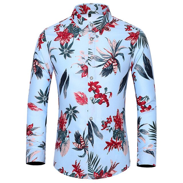 45KG-120KG Autumn New Men Flowers Shirt