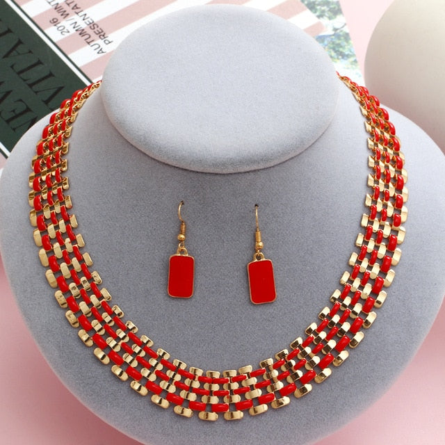 Colorful Square Shape Jewelry Sets For Women