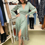 Polka dot elegant women dress Long sleeve vintage