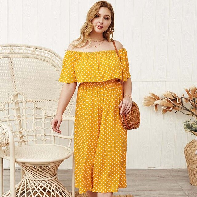 2020 Summer Dot Plus Size Jumpsuits Long Sexy