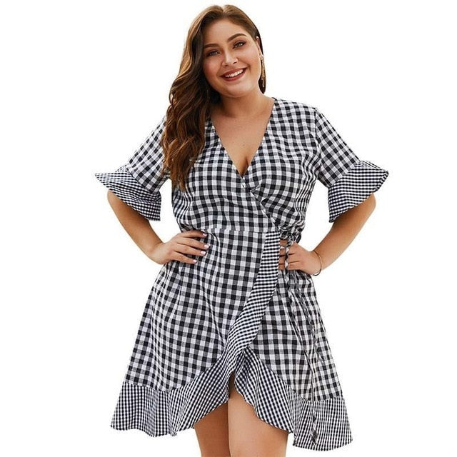 Plaid Oversized Dress Women 2020 Summer Plus Size