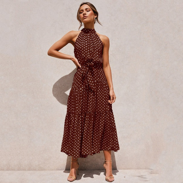 Summer Long Dress Polka Dot Casual Dresses Black Sexy