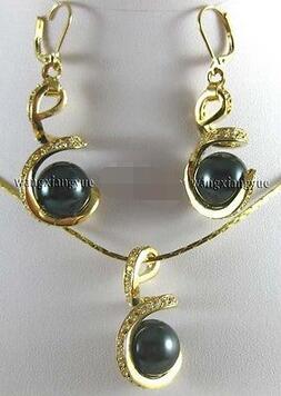 Black South sea Shell Pearl Earrings & Necklace sets