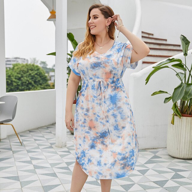 New 2020 ladies summer plus size midi dress for women