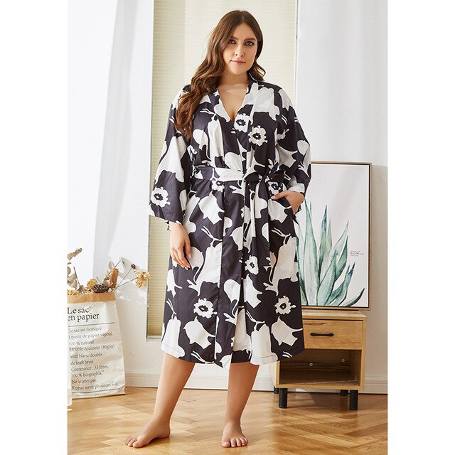 Autumn plus size home wear long pajamas for women