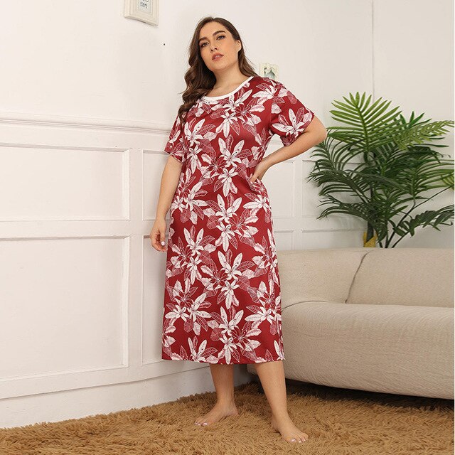 Summer plus size home wear long pajamas for women