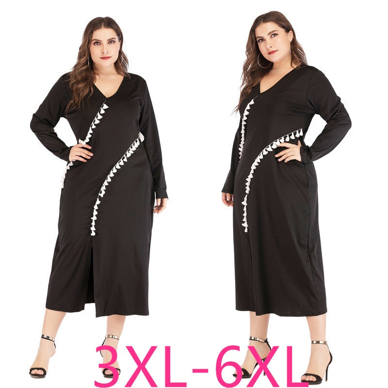 Autumn winter plus size long dress for women