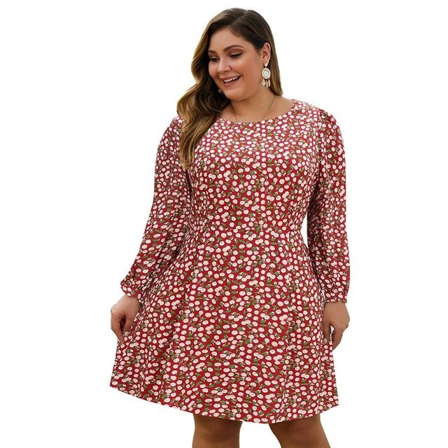 New spring autumn plus size knee length dress for women