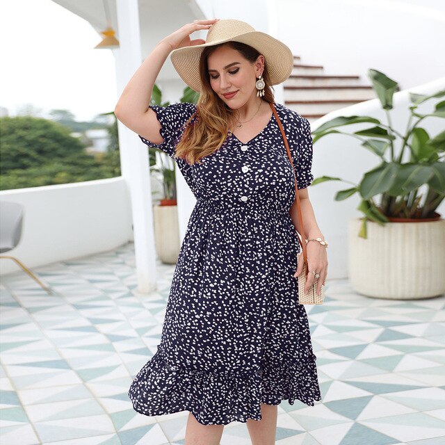 New 2020 ladies summer plus size midi dress for women