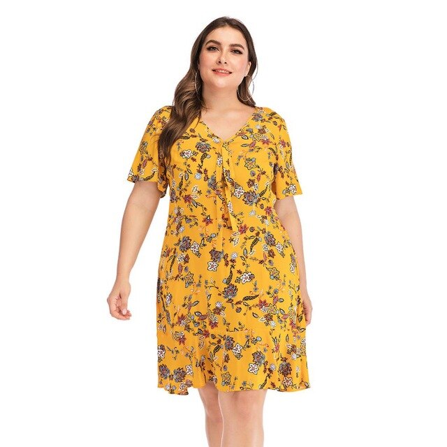 New 2020 summer plus size knee length dress