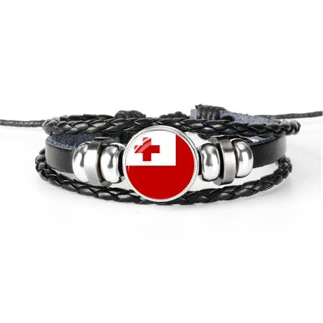 Hot sale flag bracelets for  Tonga hand-woven leather bracelet gift