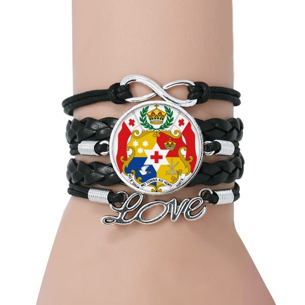 Tonga Oceania National Emblem Bracelet Love Black Twisted